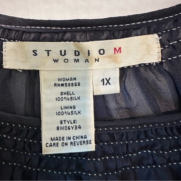 Studio M sheer top w/camisole. Womens Plus Size 1X. Grey/black/white. - Picture 8 of 10